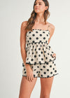 LINEN POLKA DOT SHORTS- BLACK