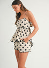 LINEN POLKA DOT SHORTS- BLACK