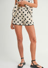 LINEN POLKA DOT SHORTS- BLACK