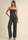 RHINESTONE BUSTIER JUMPSUIT- BLACK