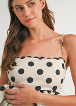 LINEN POLKA DOT PEPLUM- BLACK