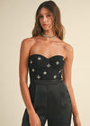 RHINESTONE BUSTIER JUMPSUIT- BLACK