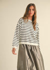 SOFIE STRIPED KNIT SWEATER- WHITE/BLK