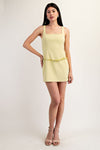 LUREX TEXTURED MINI DRESS- LIME YELLOW