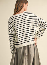 SOFIE STRIPED KNIT SWEATER- WHITE/BLK