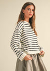 SOFIE STRIPED KNIT SWEATER- WHITE/BLK