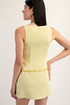 LUREX TEXTURED MINI DRESS- LIME YELLOW