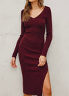 HUDA KNIT SWEATER DRESS- SANGRIA