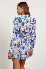 FLORAL IKAT ROMPER- BRIGHT BLUE