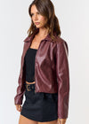 FAUX LEATHER JACKET- BURGUNDY