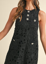 LACE MINI SHIFT DRESS- BLACK