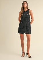 LACE MINI SHIFT DRESS- BLACK