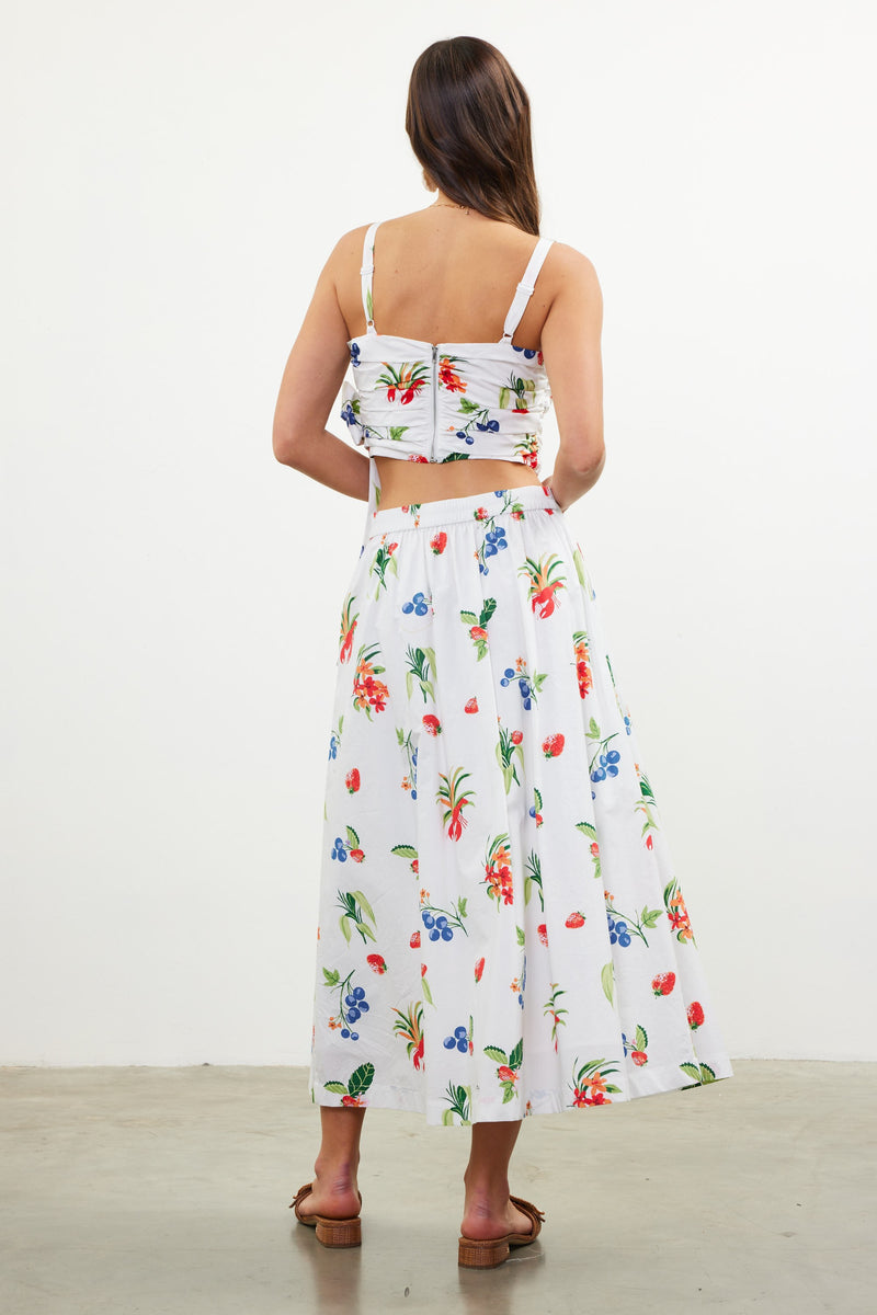 FRUITFUL LOBSTER MIDI SKIRT- WHITE/RED