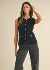 RHINESTONE SWEATER VEST- BLACK