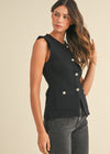 RHINESTONE SWEATER VEST- BLACK