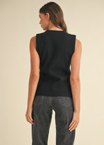 RHINESTONE SWEATER VEST- BLACK