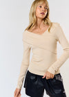 WRAPPED OFF SHOULDER KNIT- NATURAL