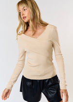 WRAPPED OFF SHOULDER KNIT- NATURAL