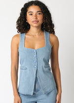 AZANA DENIM VEST TOP- LT.DENIM