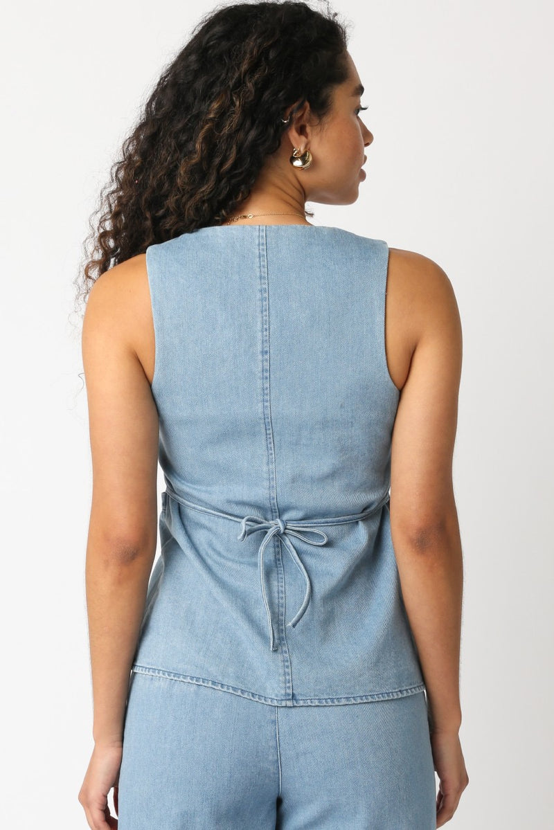 AZANA DENIM VEST TOP- LT.DENIM