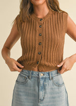 CROCHET VEST- BROWN