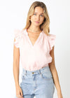 HEIDI LINEN TOP- BLUSH