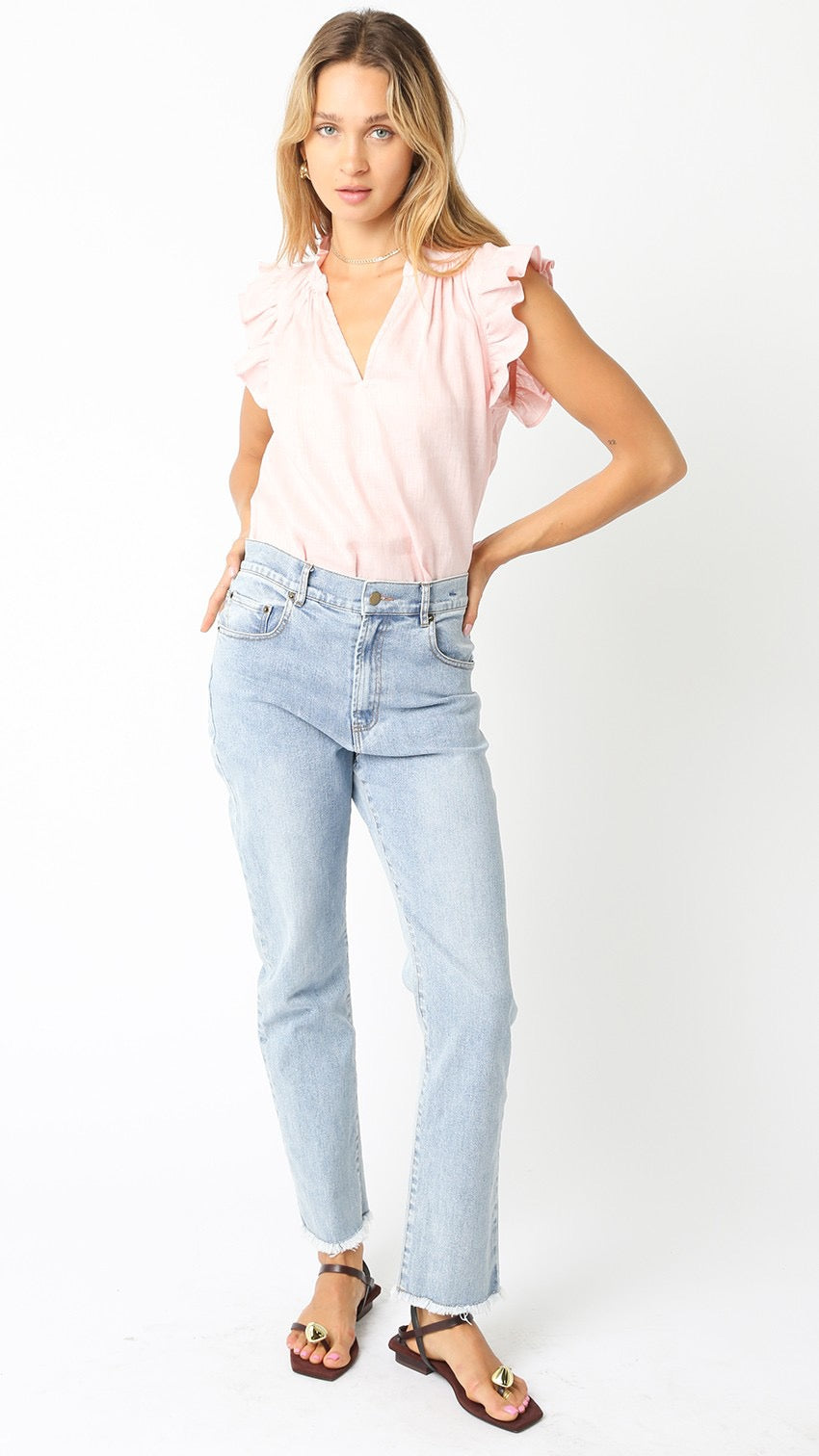 HEIDI LINEN TOP- BLUSH