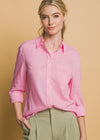 LINEN BLEND BUTTON DOWN- PINK