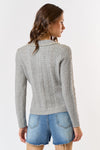 PEARL POINTELLE SWEATER- GREY