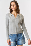 PEARL POINTELLE SWEATER- GREY