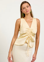 SATIN RUCHED TOP- BUTTER