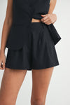 LINEN PLEATED SHORTS- BLACK