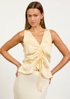 SATIN RUCHED TOP- BUTTER