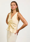 SATIN RUCHED TOP- BUTTER