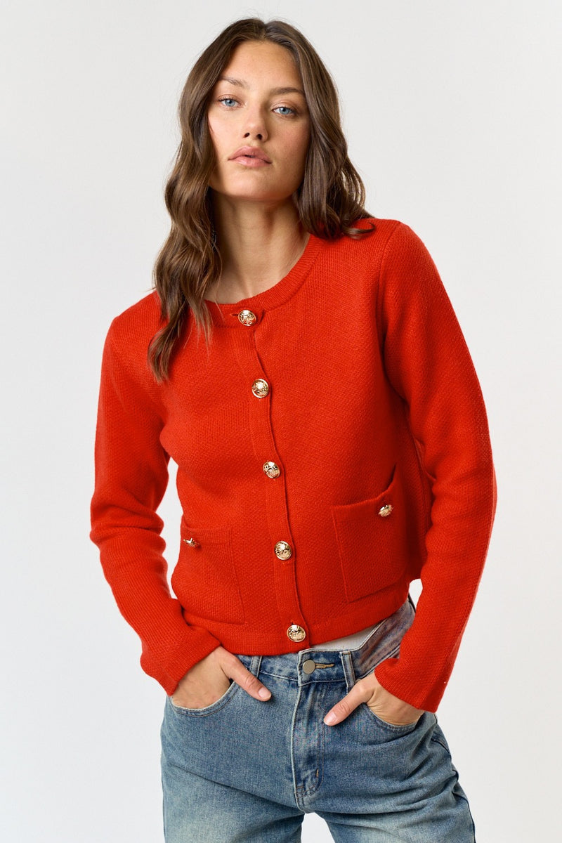 BRIGHTER RED CARDIGAN- RED