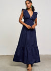 POPLIN MAXI DRESS- NAVY