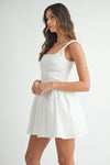 CORSET POPLIN MINI LACE UP DRESS- WHITE