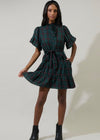 BROOK PLAID BUTTON DOWN DRESS- GREEN