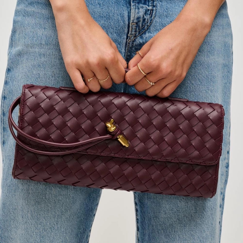 ADA WOVEN HANDLE PURSE- WINE