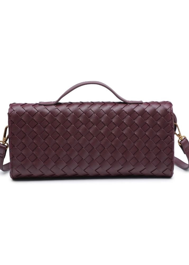 ADA WOVEN HANDLE PURSE- WINE