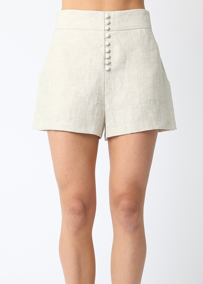 CINDY LINEN SHORTS- OATMEAL