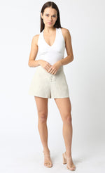 CINDY LINEN SHORTS- OATMEAL