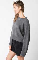 CREW NECK SWEATER- DK. GREY