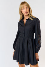 EMBROIDERED CUT OUT DRESS- BLACK