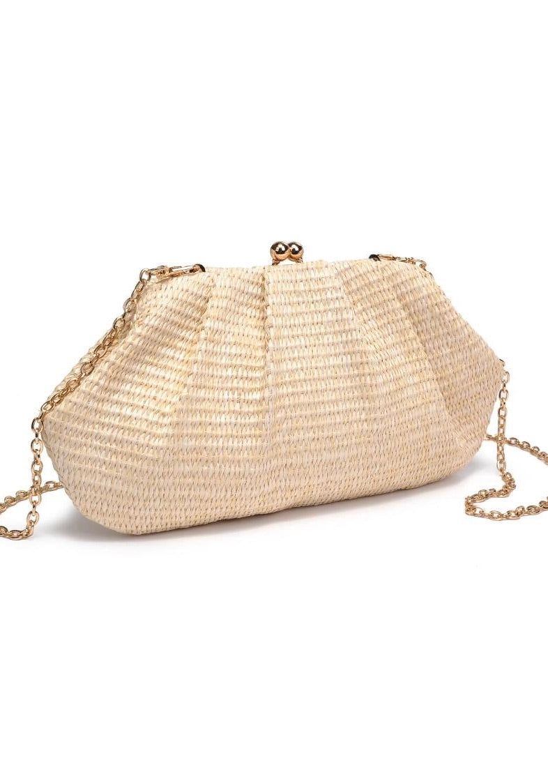 TRIANA STRAW CLUTCH- IVORY