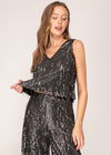 FRINGE SEQUIN TOP- BLACK/SILVER