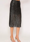 SEQUIN MIDI SKIRT- BLACK