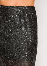 SEQUIN MIDI SKIRT- BLACK