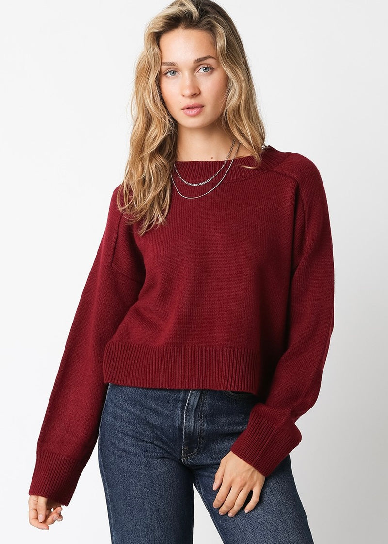 CREW NECK SWEATER- BURGUNDY