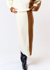 COLORBLOCK SWEATER SKIRT- IVORY/BROWN